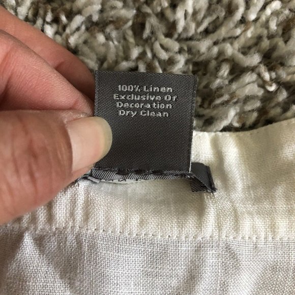 Ann Taylor Off White Beaded 100% Linen Long Sleeve V Neck Popover Tunic Top SZ 4 - Picture 7 of 8